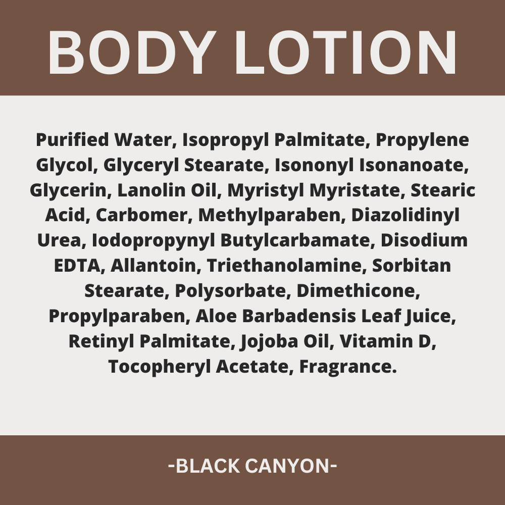 Black Canyon Amber Tonka Bean Scented Body Lotion