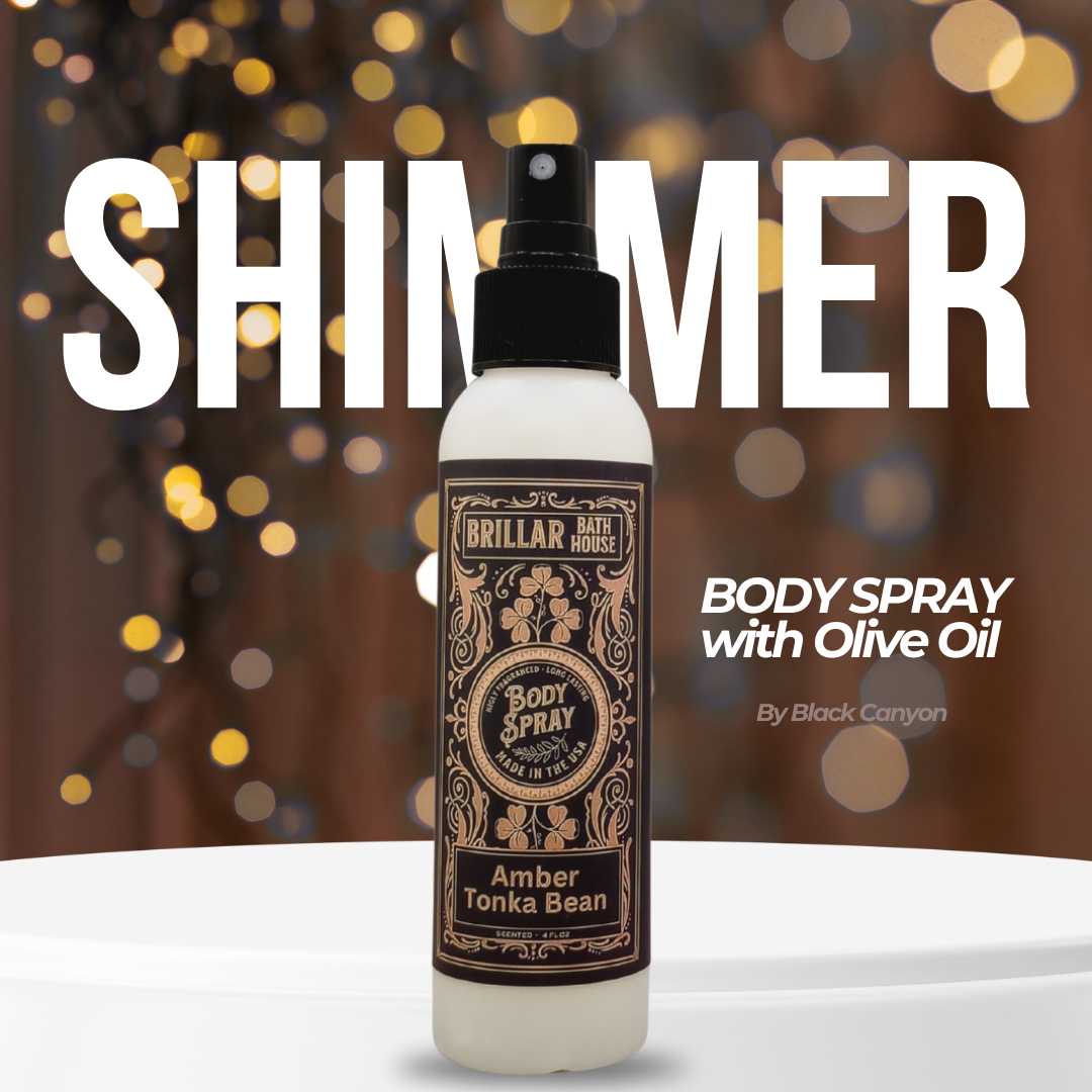 Brillar Bath House Amber Tonka Bean Scented Shimmering Body Spray