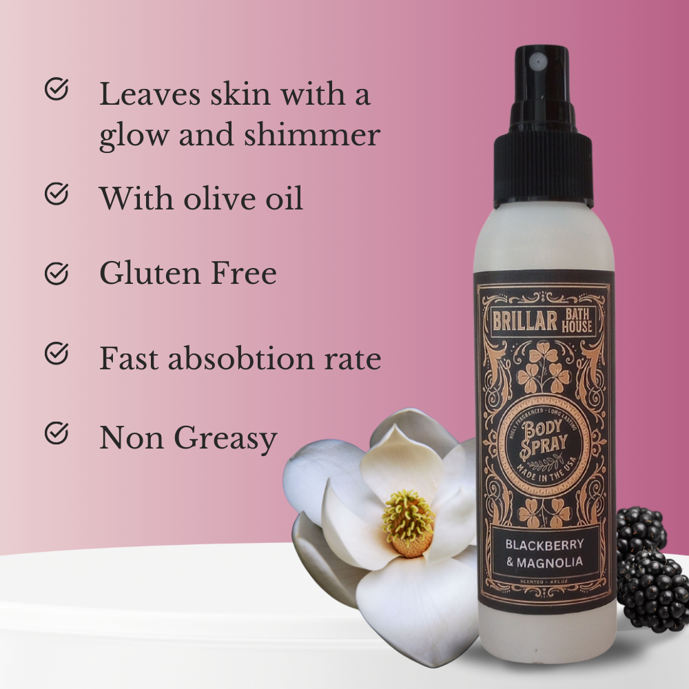 Brillar Bath House Blackberry & Magnolia Scented Shimmering Body Spray