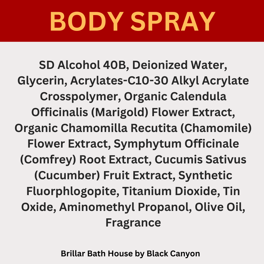 Brillar Bath House Cinnamon Vanilla Scented Shimmering Body Spray