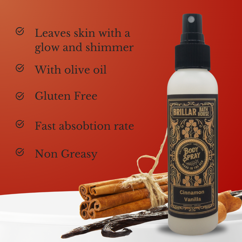 Brillar Bath House Cinnamon Vanilla Scented Shimmering Body Spray