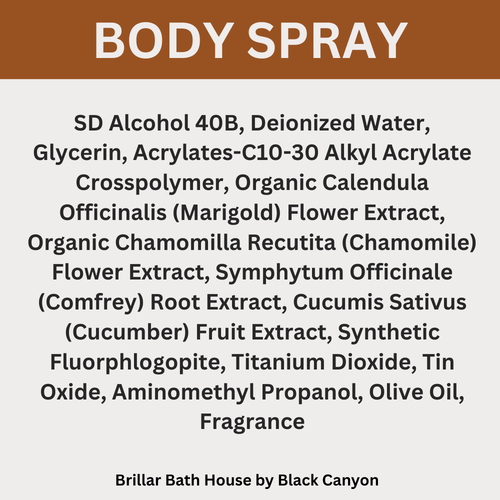 Brillar Bath House Toasted Caramel Scented Shimmering Body Spray