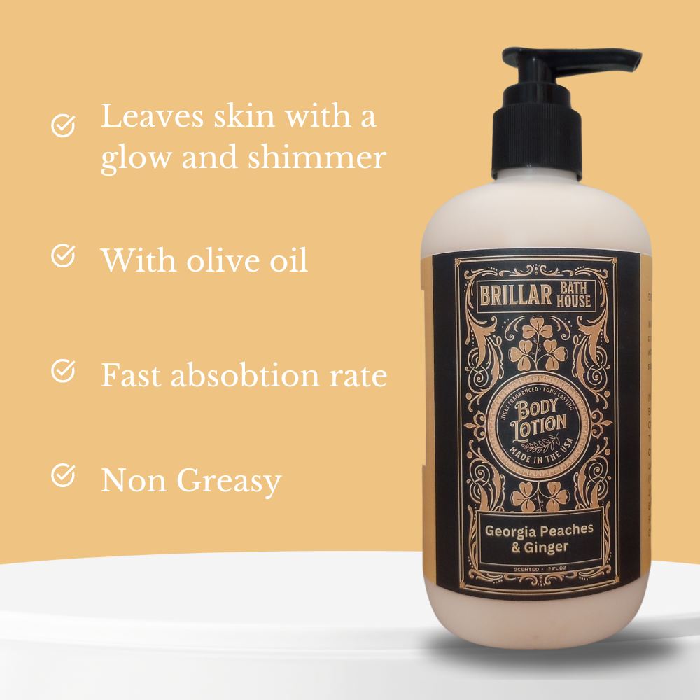 Brillar Bath House Georgia Peaches & Ginger Scented Shimmering Body Lotion