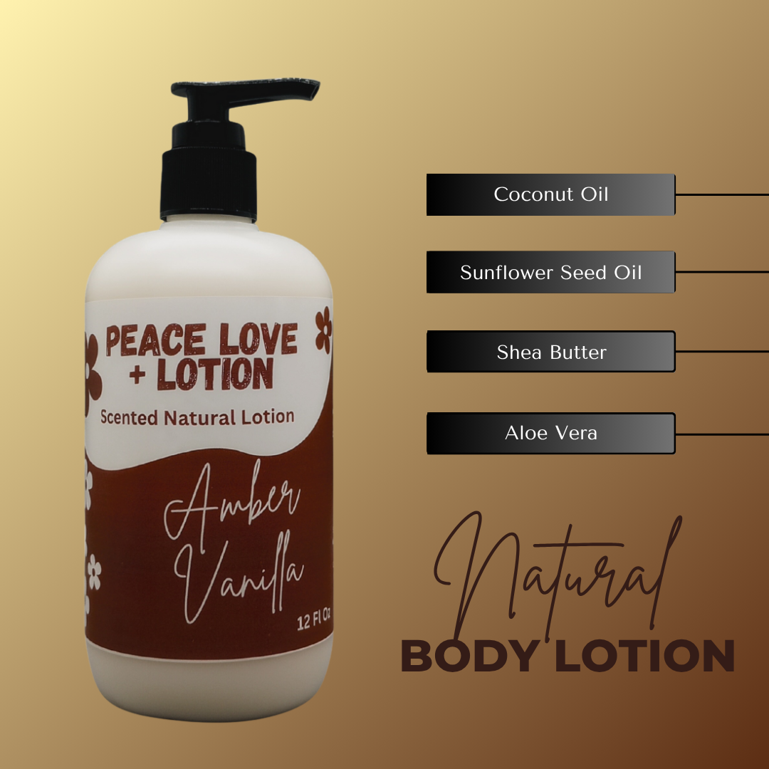 Peace Love + Lotion Amber Vanilla Scented Natural Body Lotion