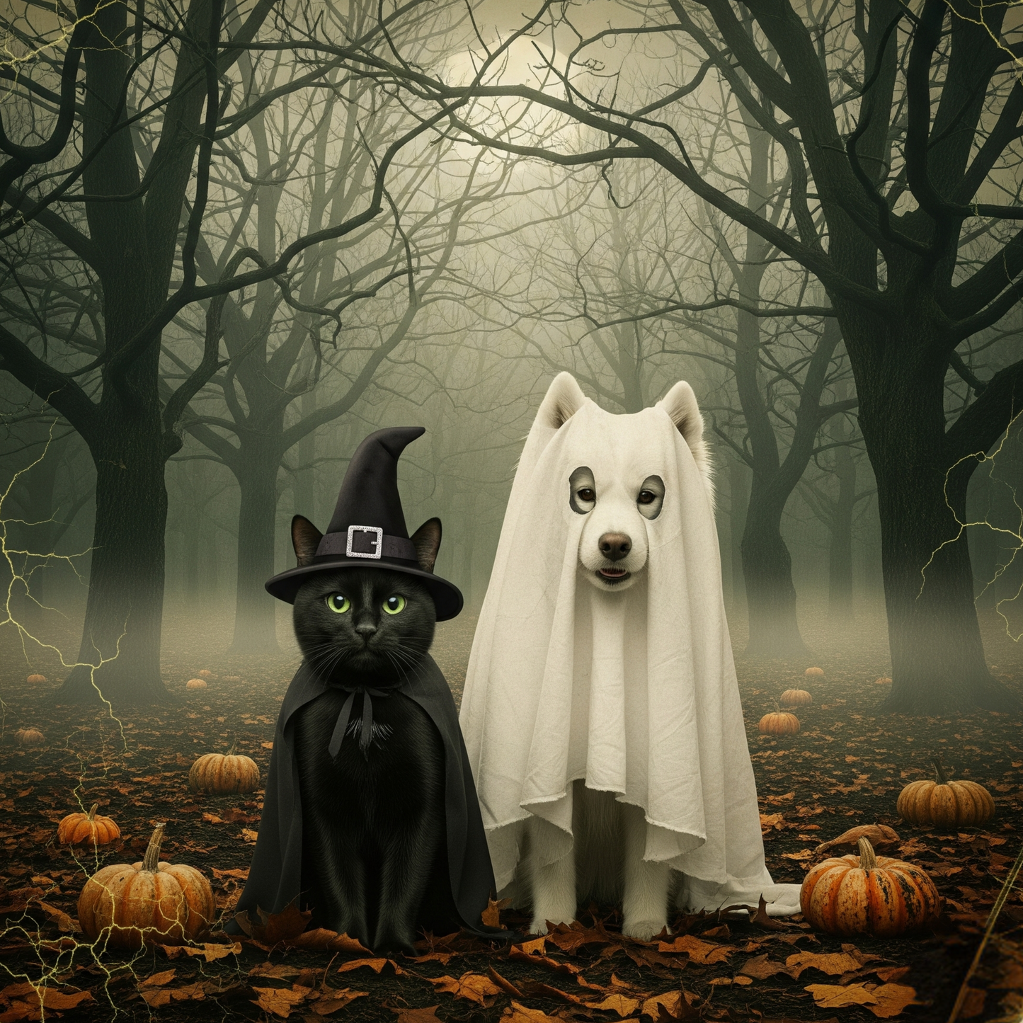 Poster: Fur-ight Night – Halloween Cat & Dog Wall Art