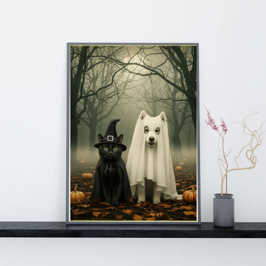 Poster: Fur-ight Night – Halloween Cat & Dog Wall Art