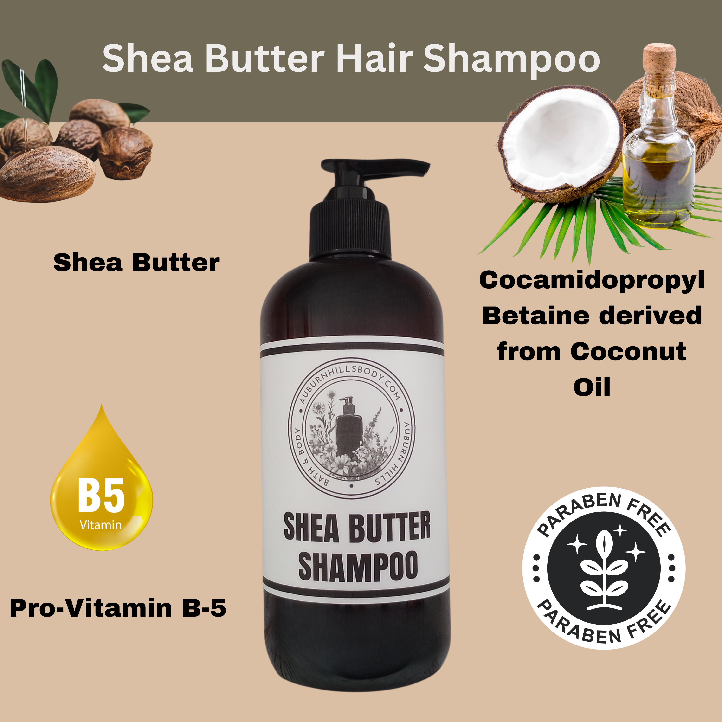 Auburn Hills Coconut Mango Scented Shampoo with Shea Butter