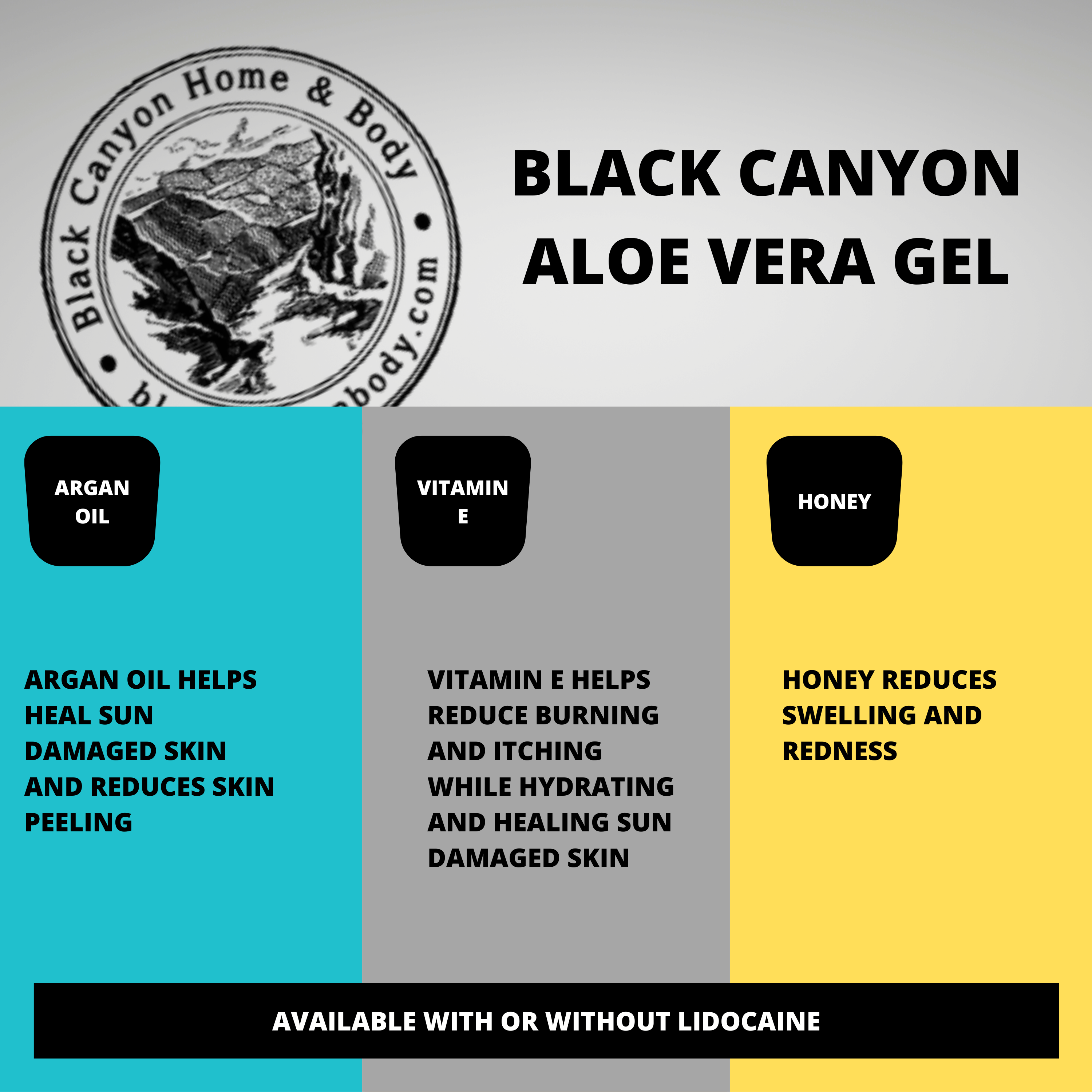 Black Canyon Bergamot Jasmine & Carnation Scented After Sun Care Aloe Vera Gel with Honey