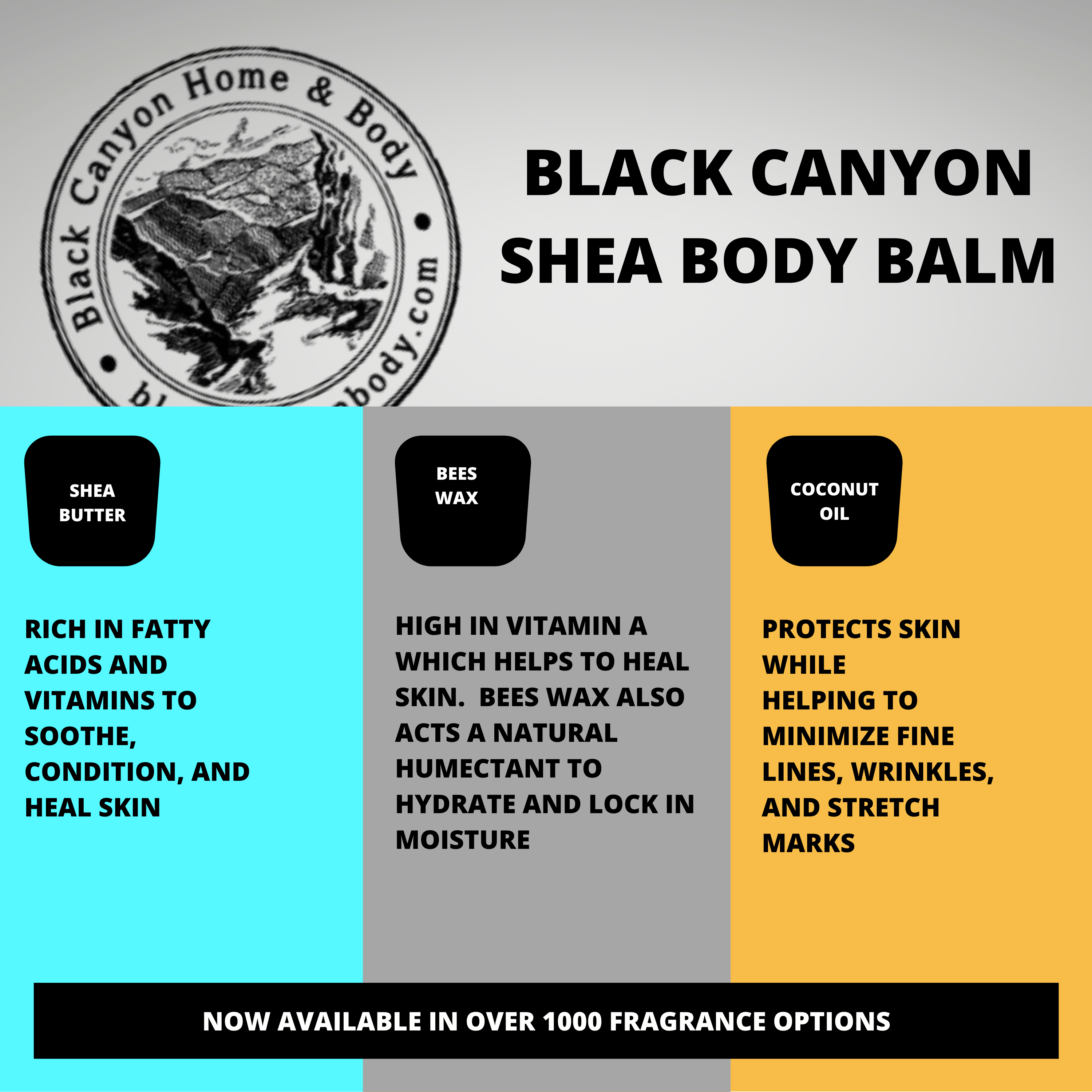 Black Canyon Bergamot Freesia & Dandelion Scented Natural Body Balm with Shea