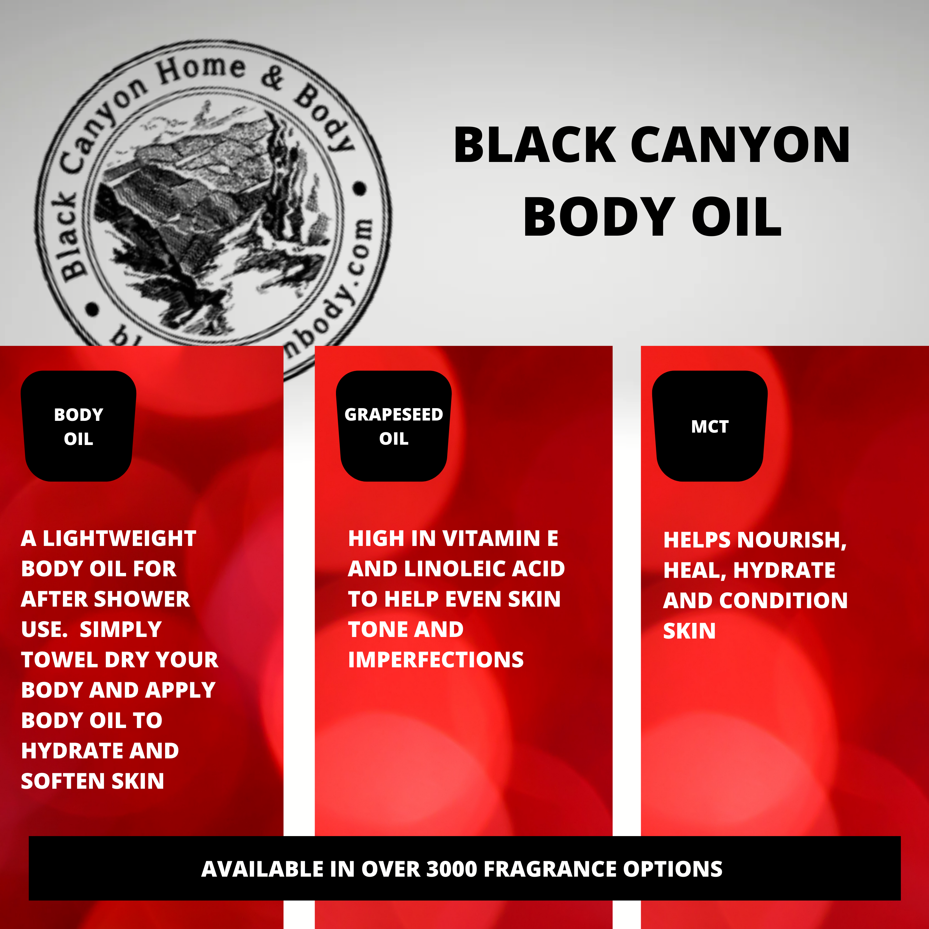 Black Canyon Spiced Vanilla Scented Body Oil