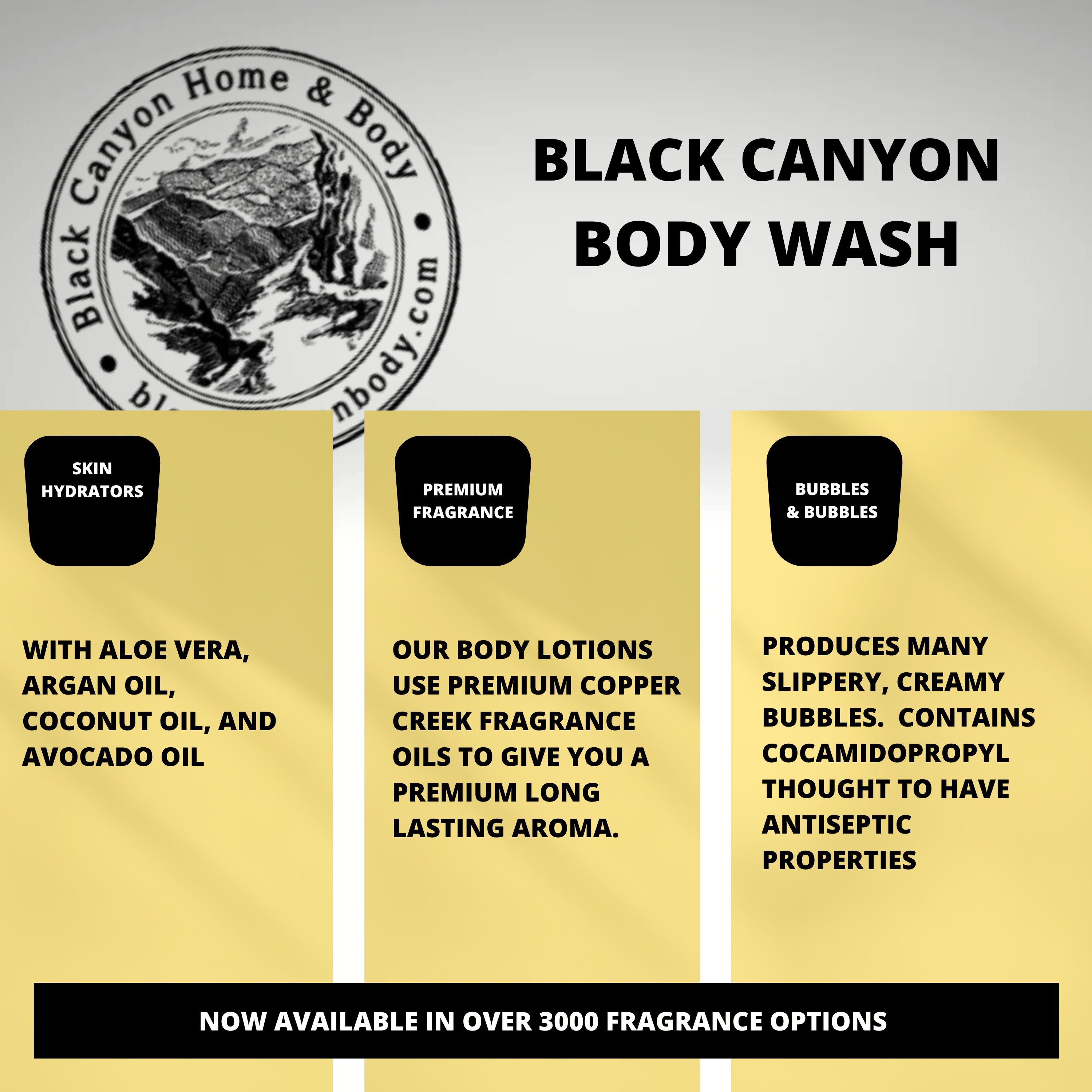 Black Canyon Benzoin & Caramel Scented Luxury Body Wash