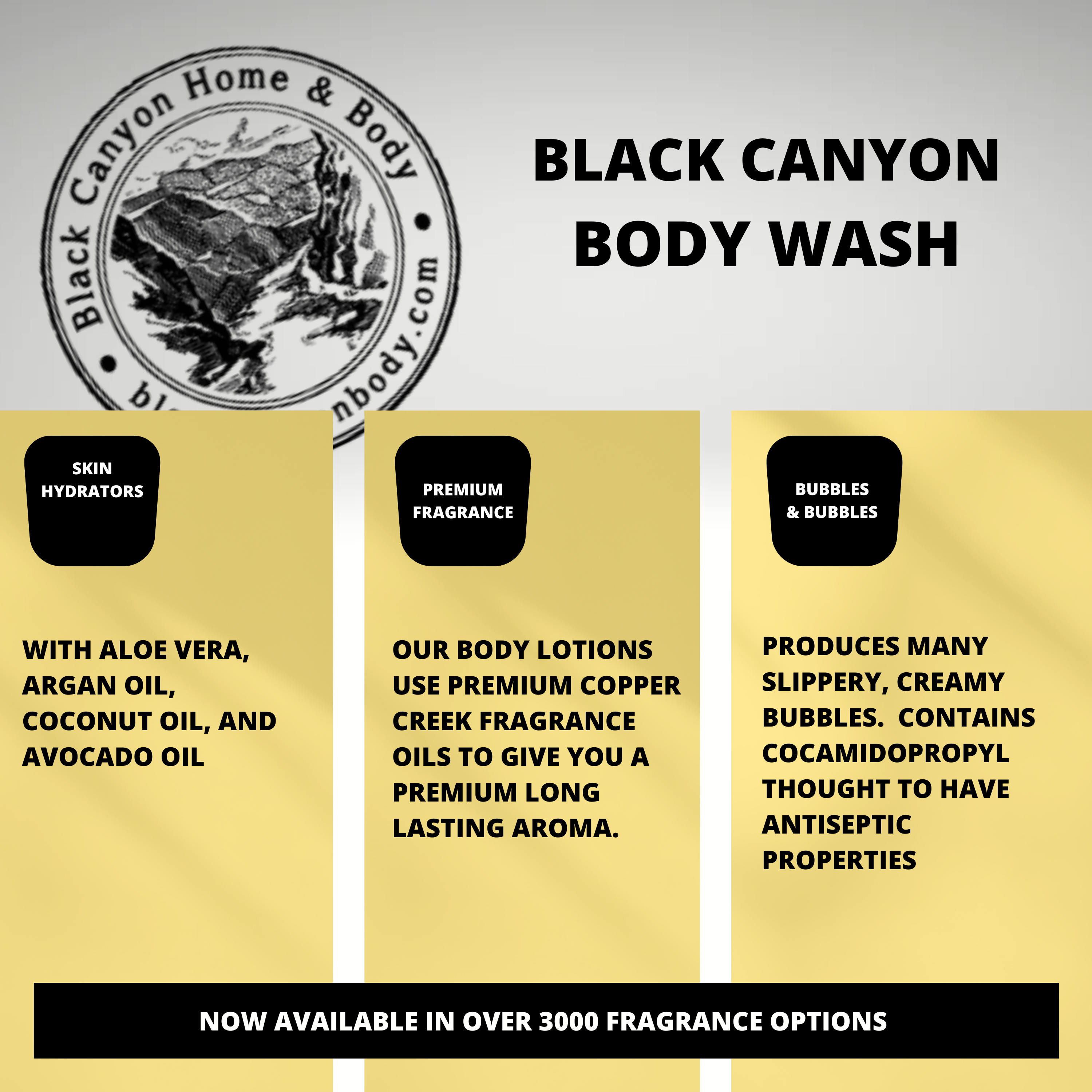 Black Canyon Benzoin & Sweetwood Scented Luxury Body Wash