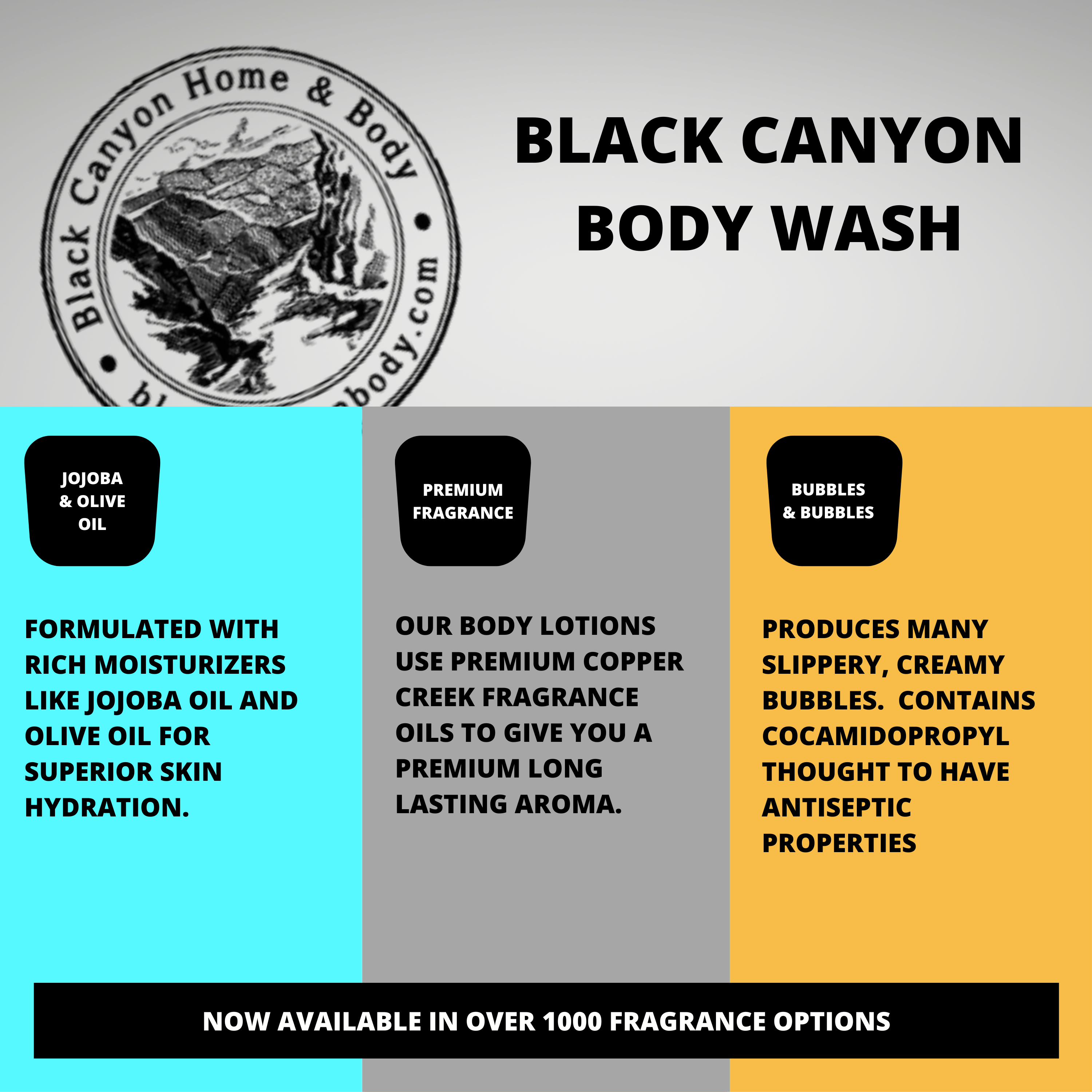 Black Canyon Bergamot & Peppered Rose Scented Luxury Body Wash