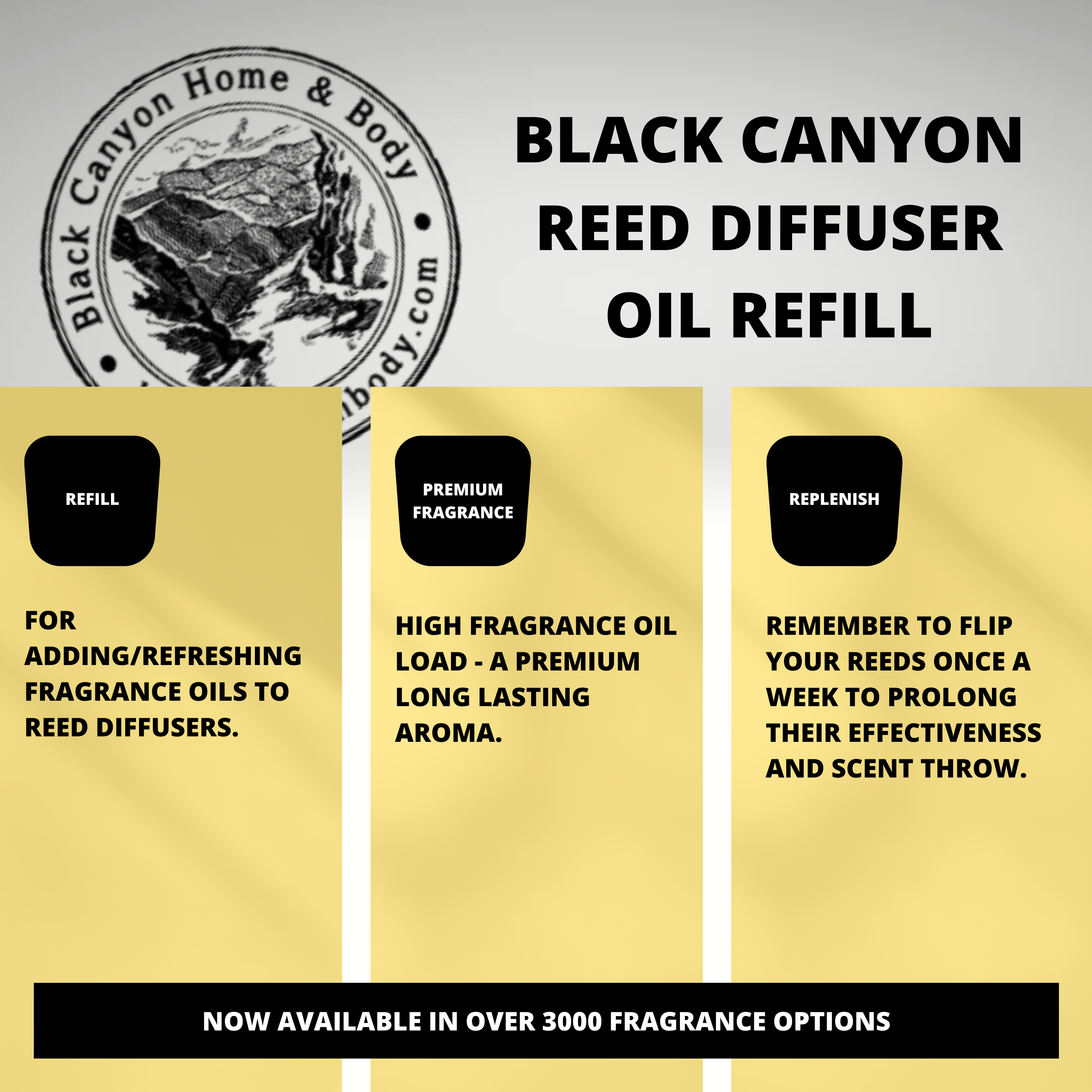 Black Canyon Bergamot Jasmine & Carnation Scented Reed Diffuser Oil Refill
