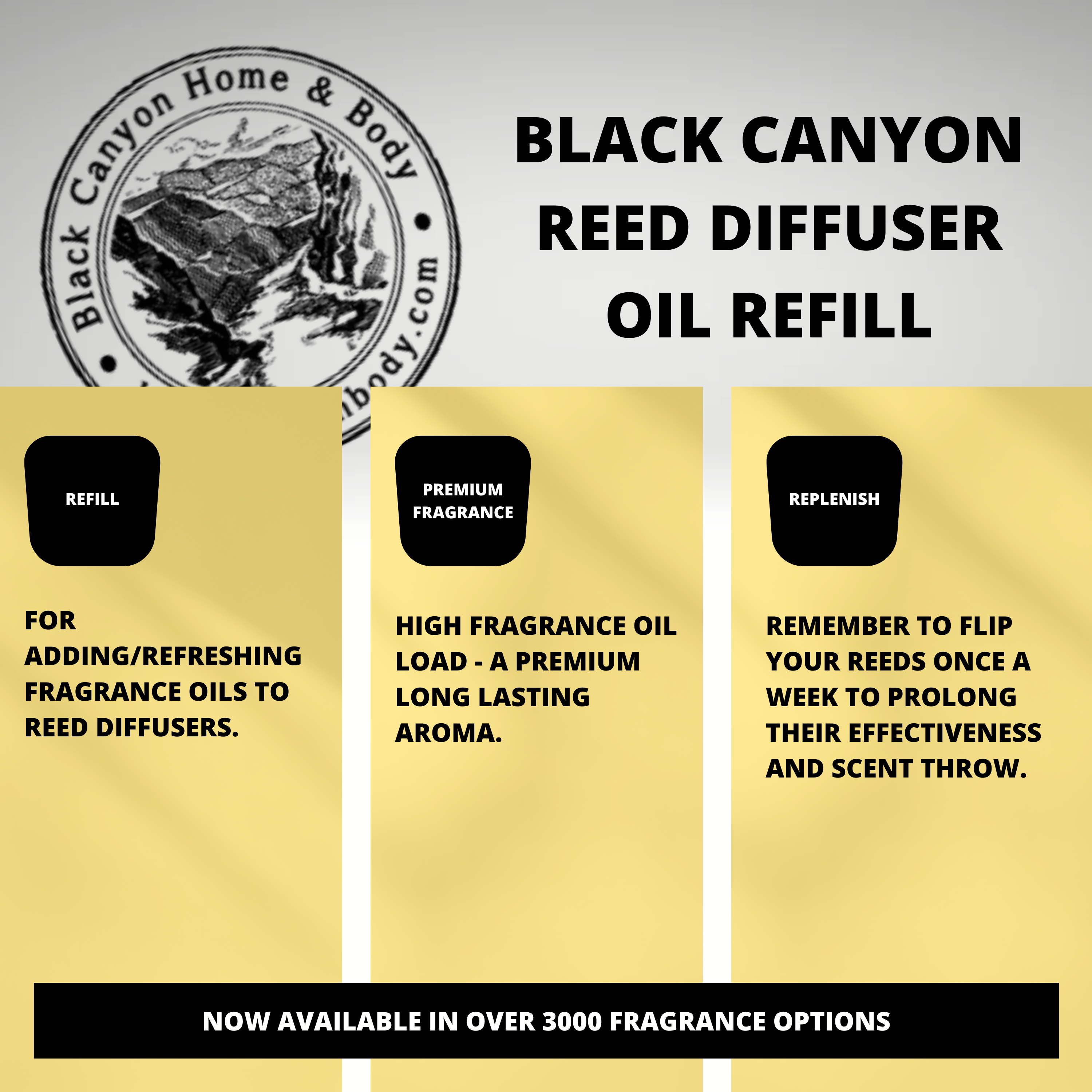 Black Canyon Benzoin & Caramel Scented Reed Diffuser Oil Refill