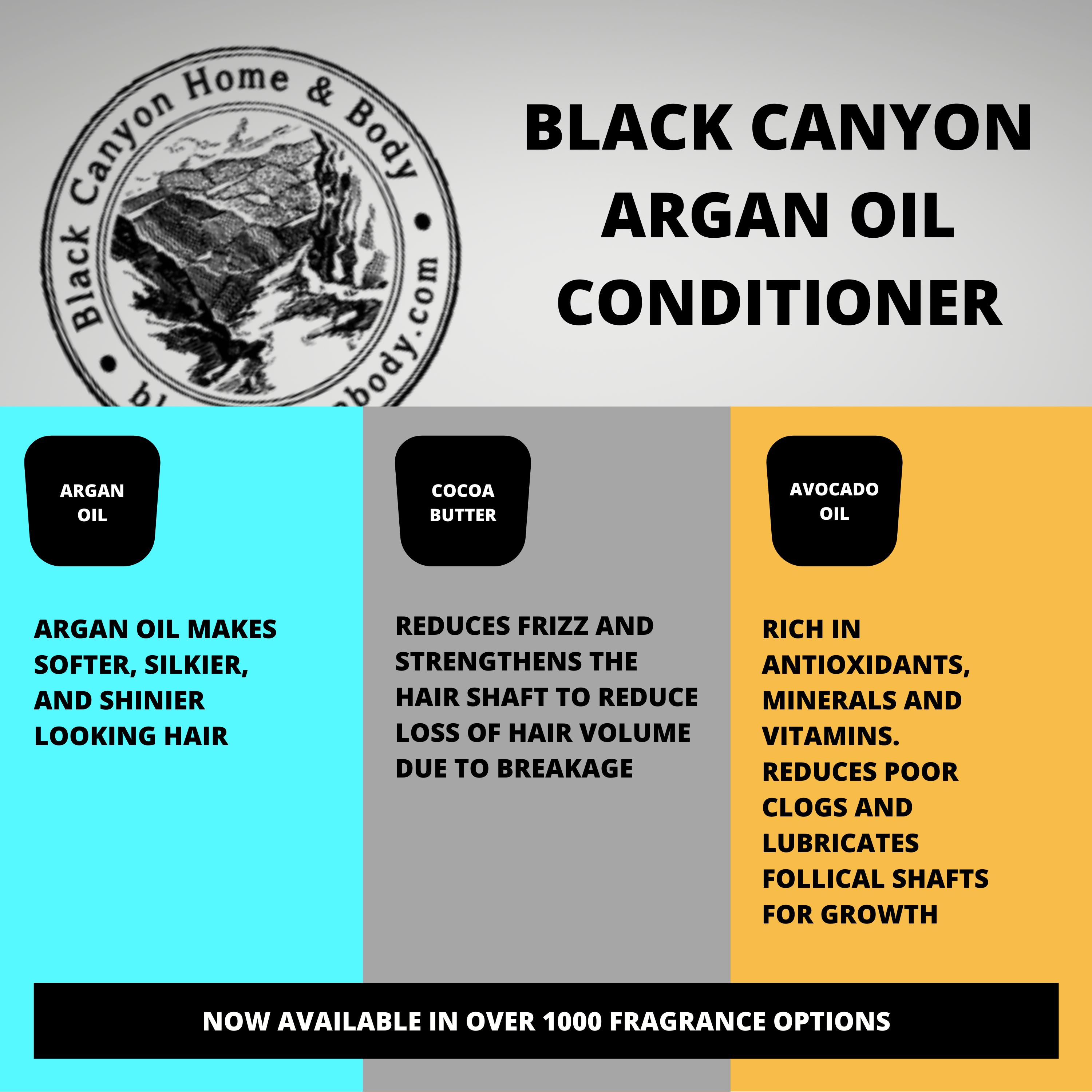 Black Canyon Bergamot Jasmine & Carnation Scented Conditioner with Argan Oil