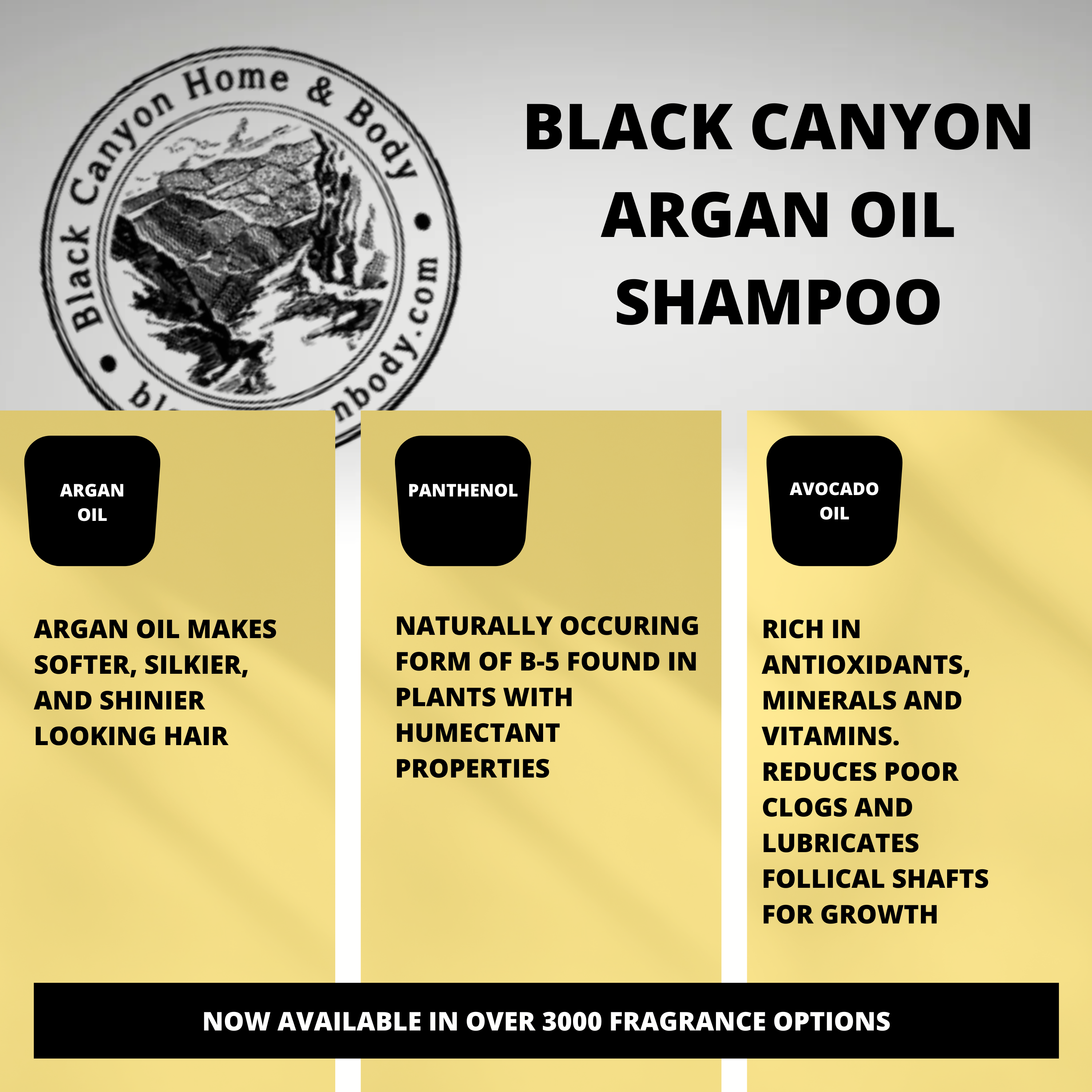 Black Canyon Vanilla Custard Scented Shampoo with Argan Oil