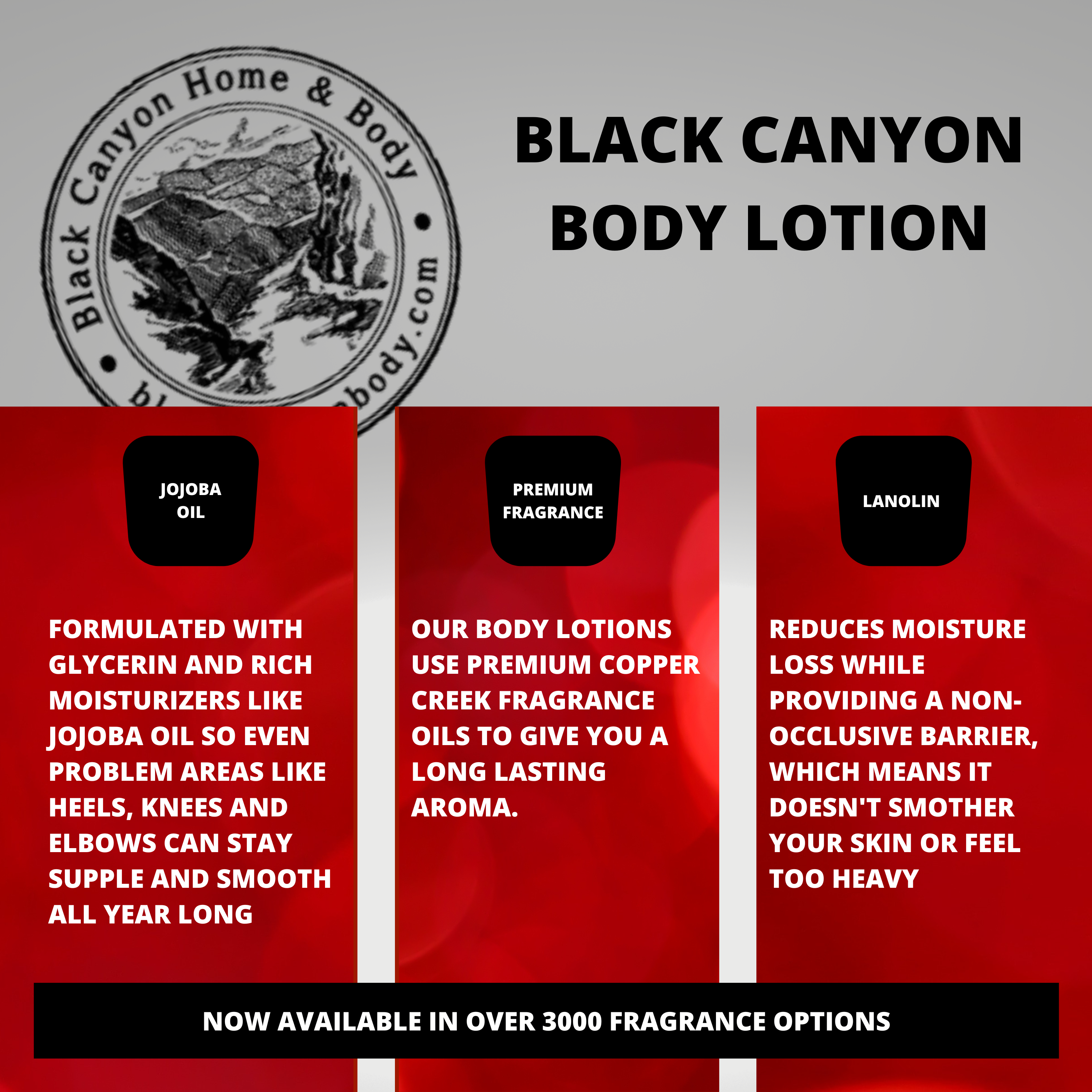 Black Canyon Cranberry Christmas Scented Luxury Body Lotion with Lanolin and Jojoba Oil