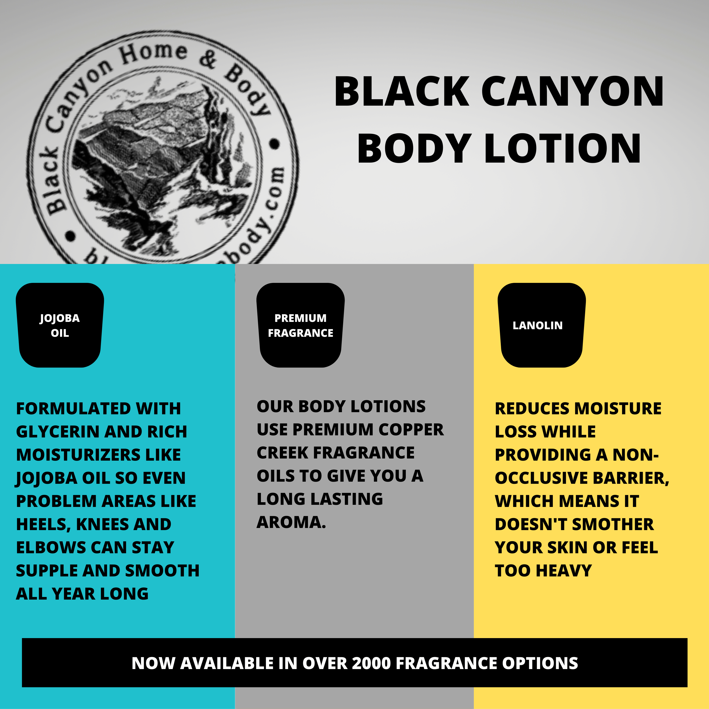 Black Canyon Black Currant & Cognac Scented Luxury Body Lotion with Lanolin and Jojoba Oil