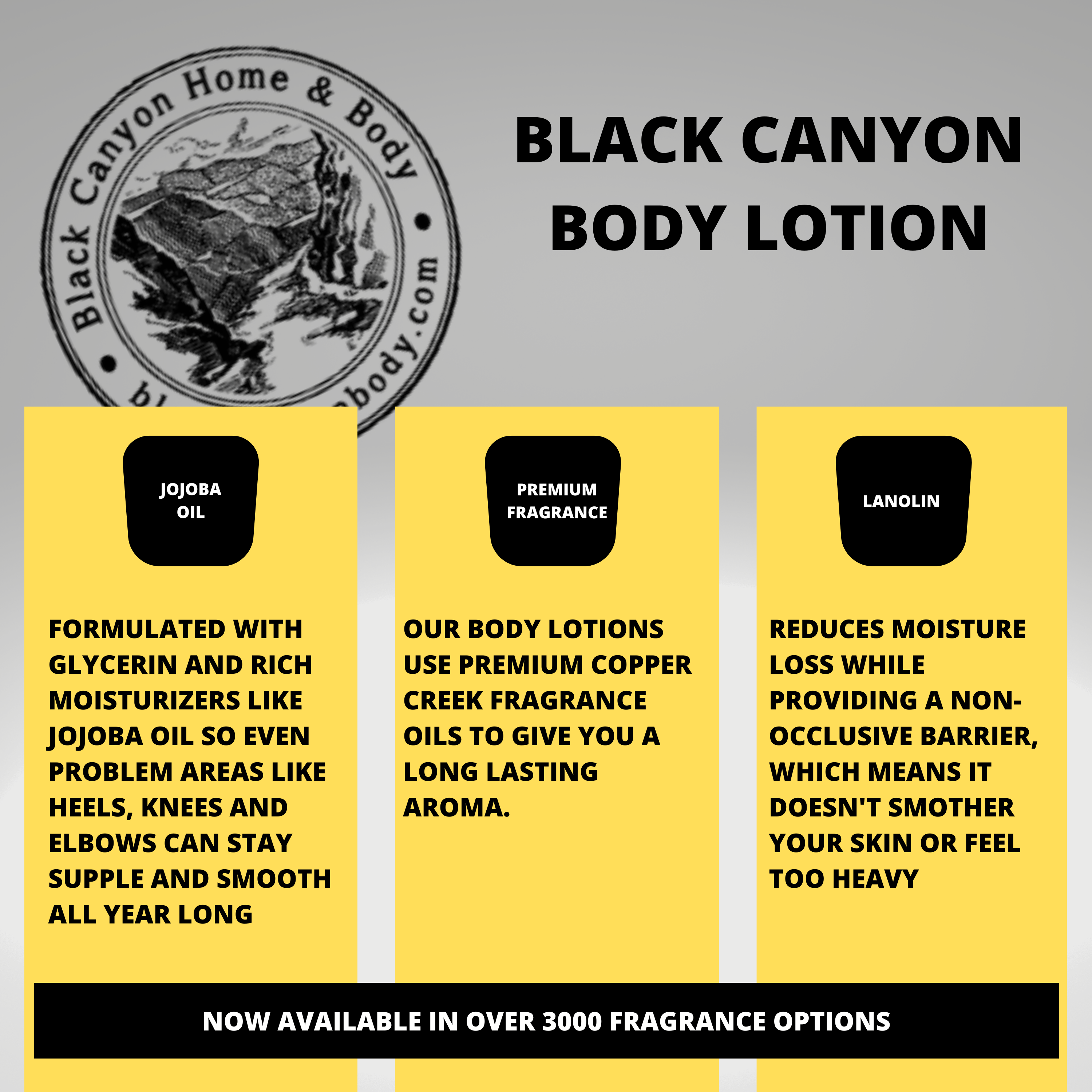 Black Canyon Black Cherry Scented Luxury Body Lotion with Lanolin and Jojoba Oil