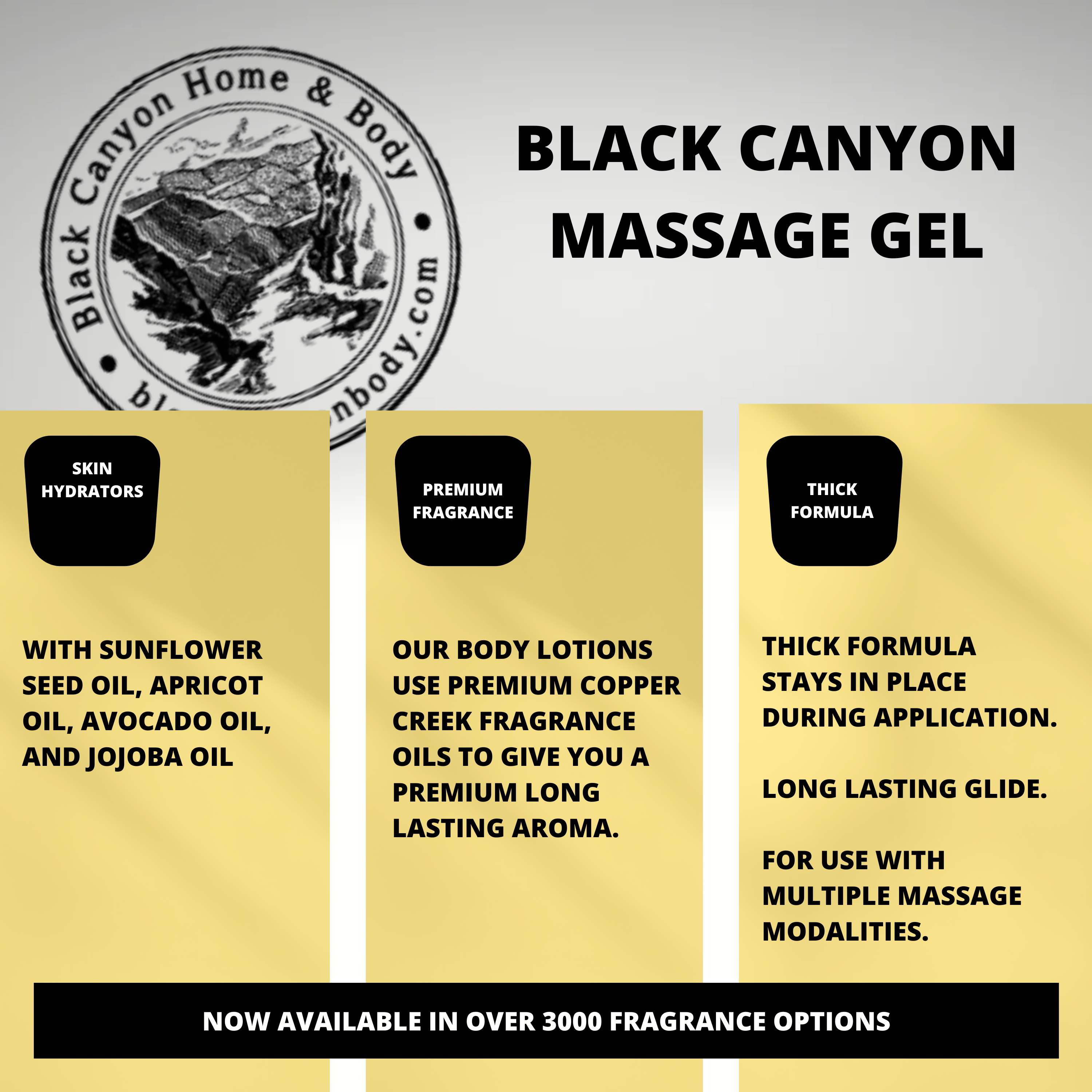 Black Canyon Autumn Spiced Fir Scented Massage Gel