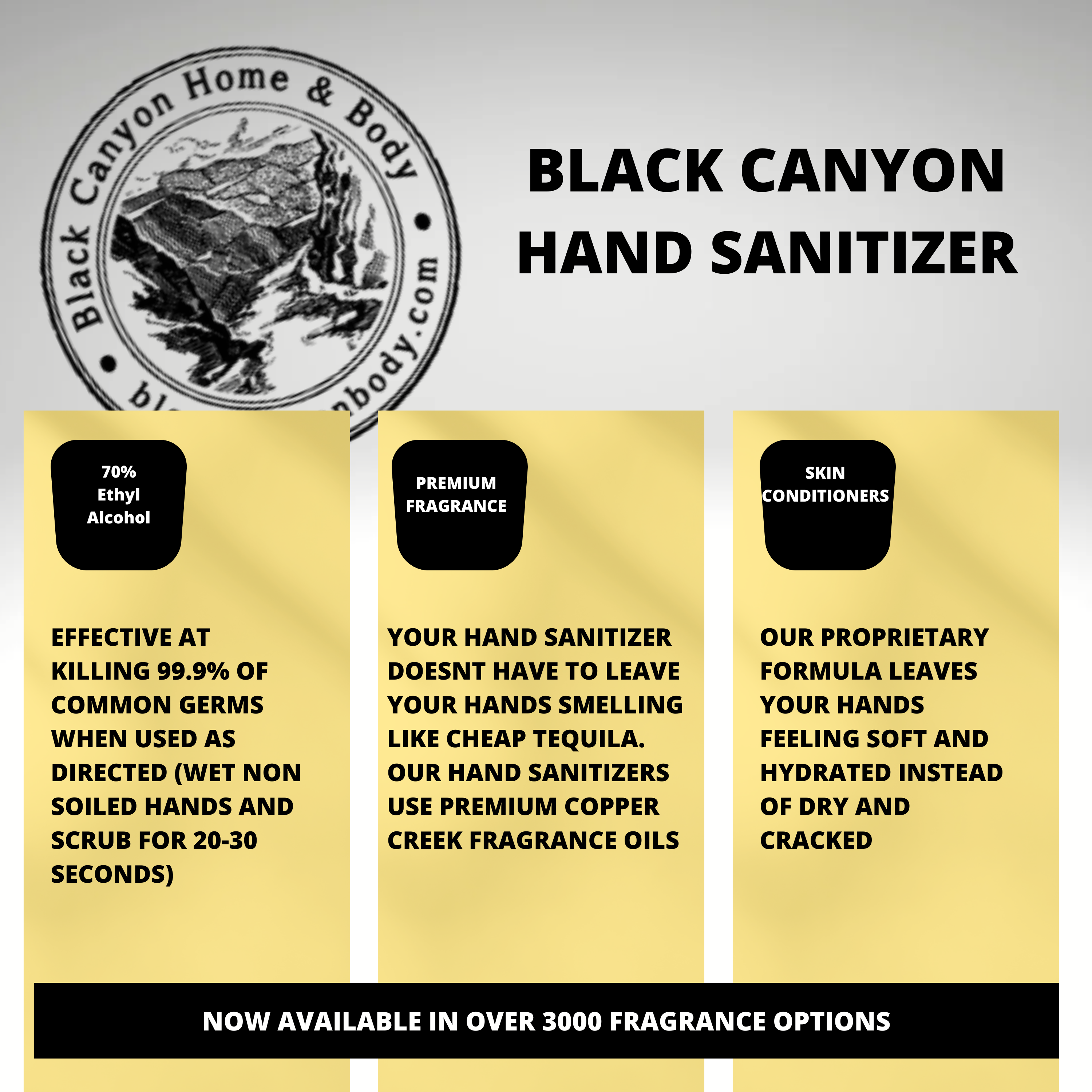 Black Canyon Benzoin & Sweetwood Scented Hand Sanitizer Gel