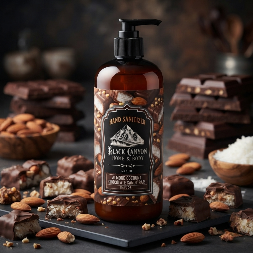 Almond Coconut Chocolate Candy Bar Scented Hand Sanitizer Gel