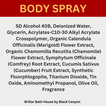 Brillar Bath House Cinnamon Vanilla Scented Shimmering Body Spray