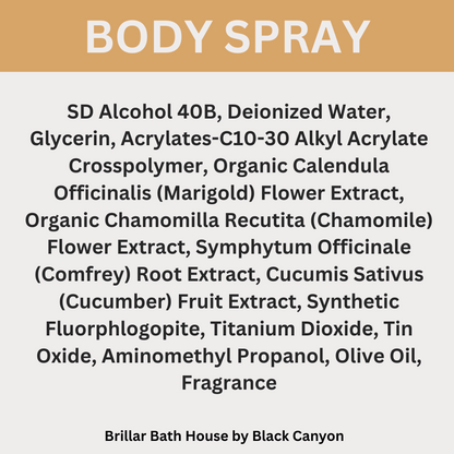 Brillar Bath House Creme Brulee Scented Shimmering Body Spray