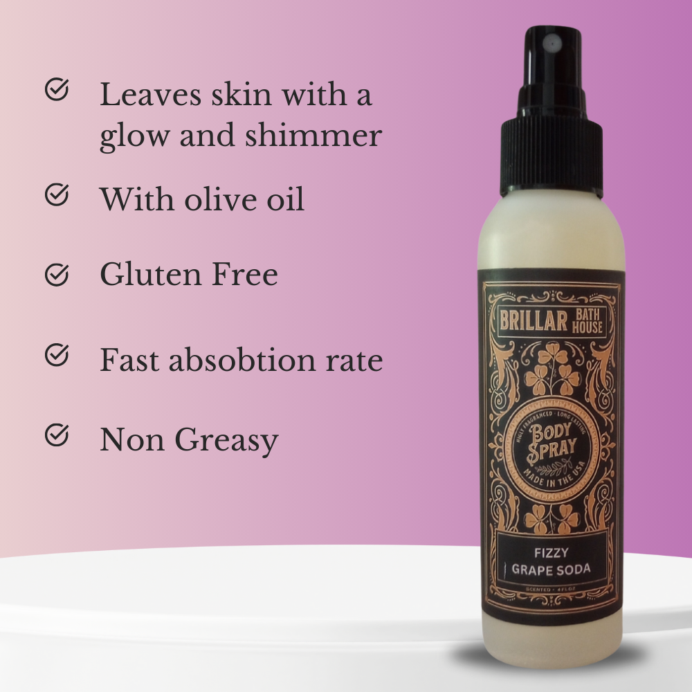 Brillar Bath House Fizzy Grape Soda Scented Shimmering Body Spray
