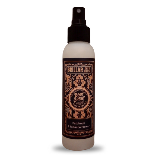 Brillar Bath House Patchouli & Tobacco Flower Scented Shimmering Body Spray