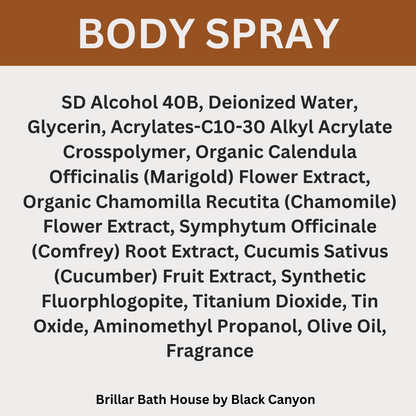 Brillar Bath House Toasted Caramel Scented Shimmering Body Spray
