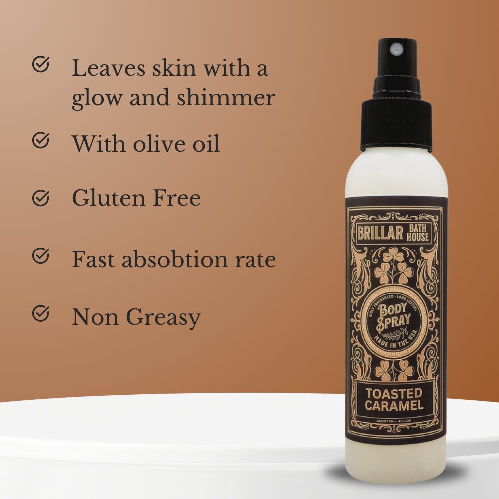 Brillar Bath House Toasted Caramel Scented Shimmering Body Spray
