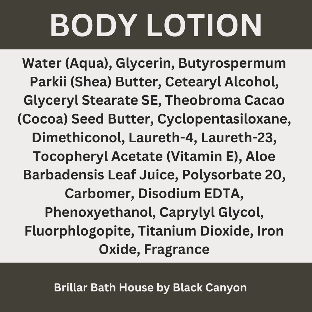 Brillar Bath House Tobacco Vanilla Scented Shimmering Body Lotion