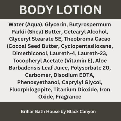 Brillar Bath House Tobacco Vanilla Scented Shimmering Body Lotion