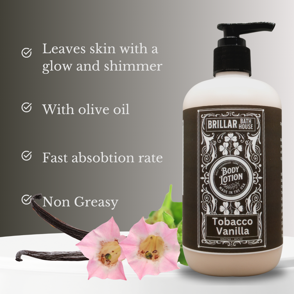 Brillar Bath House Tobacco Vanilla Scented Shimmering Body Lotion