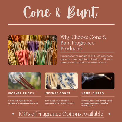 Cone & Bunt Bacon! Scented Hand-Dipped Charcoal Incense Sticks