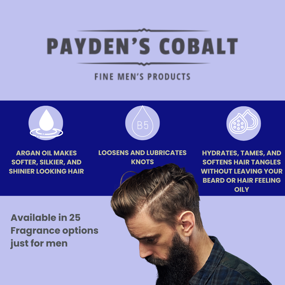 Payden's Cobalt Banana Leaf & Pimento For Men Scented Hair Detangler with Argan Oil