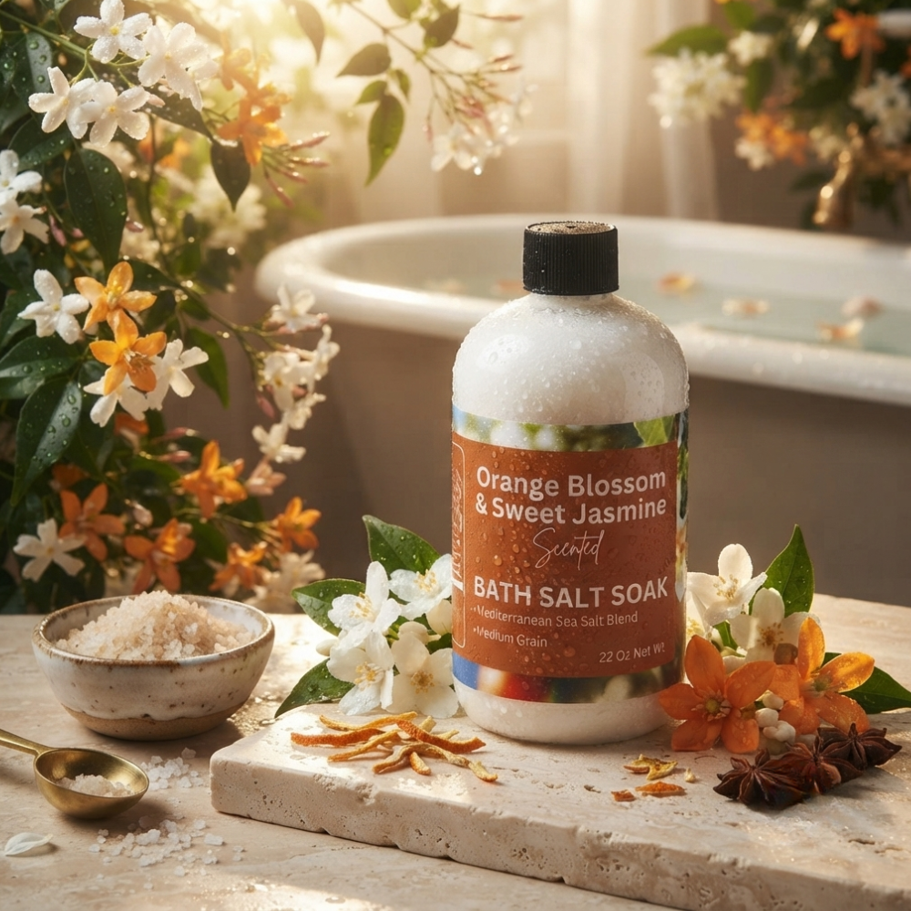 Orange Blossom & Sweet Jasmine Scented Mediterranean Sea Salt Bath Soak