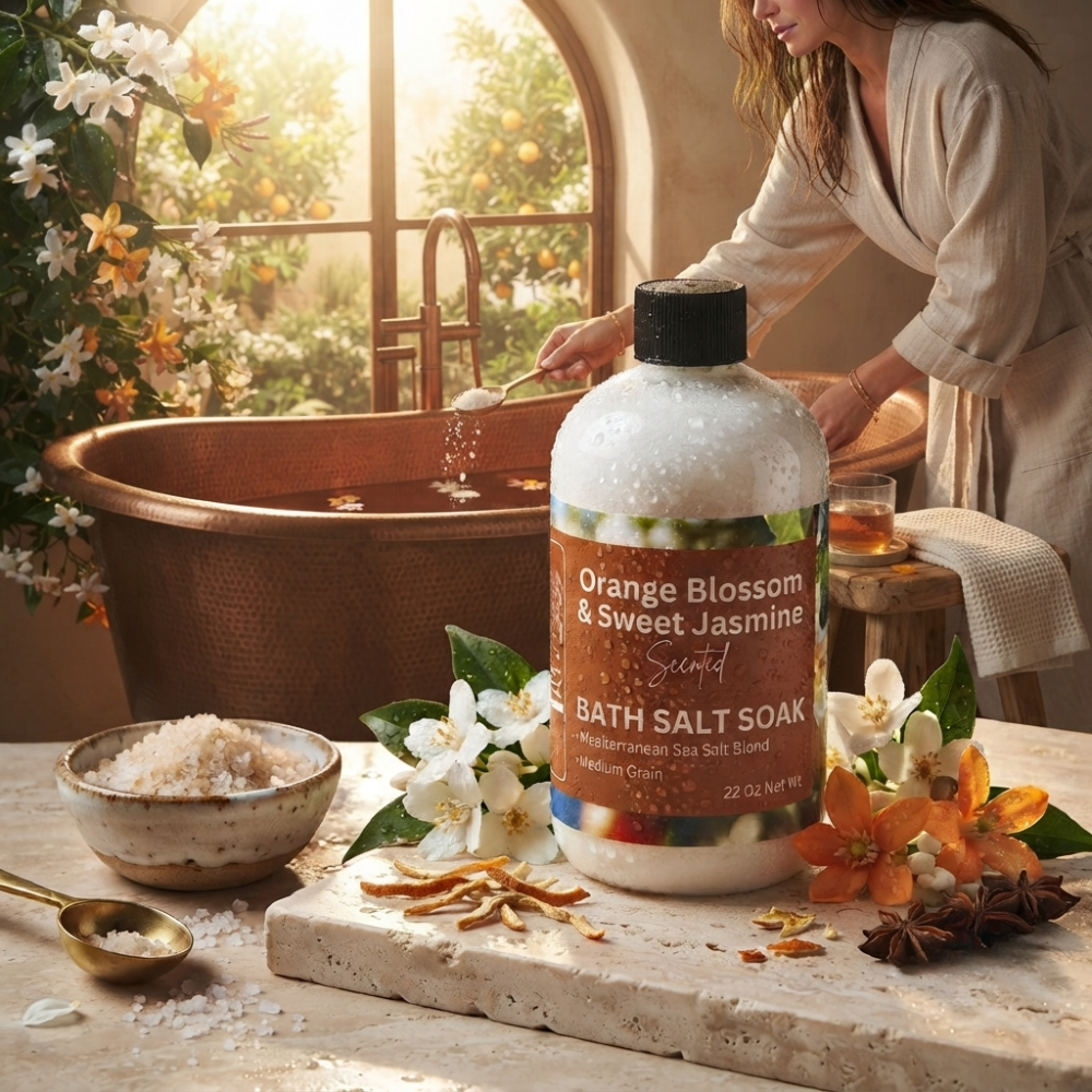 Orange Blossom & Sweet Jasmine Scented Mediterranean Sea Salt Bath Soak