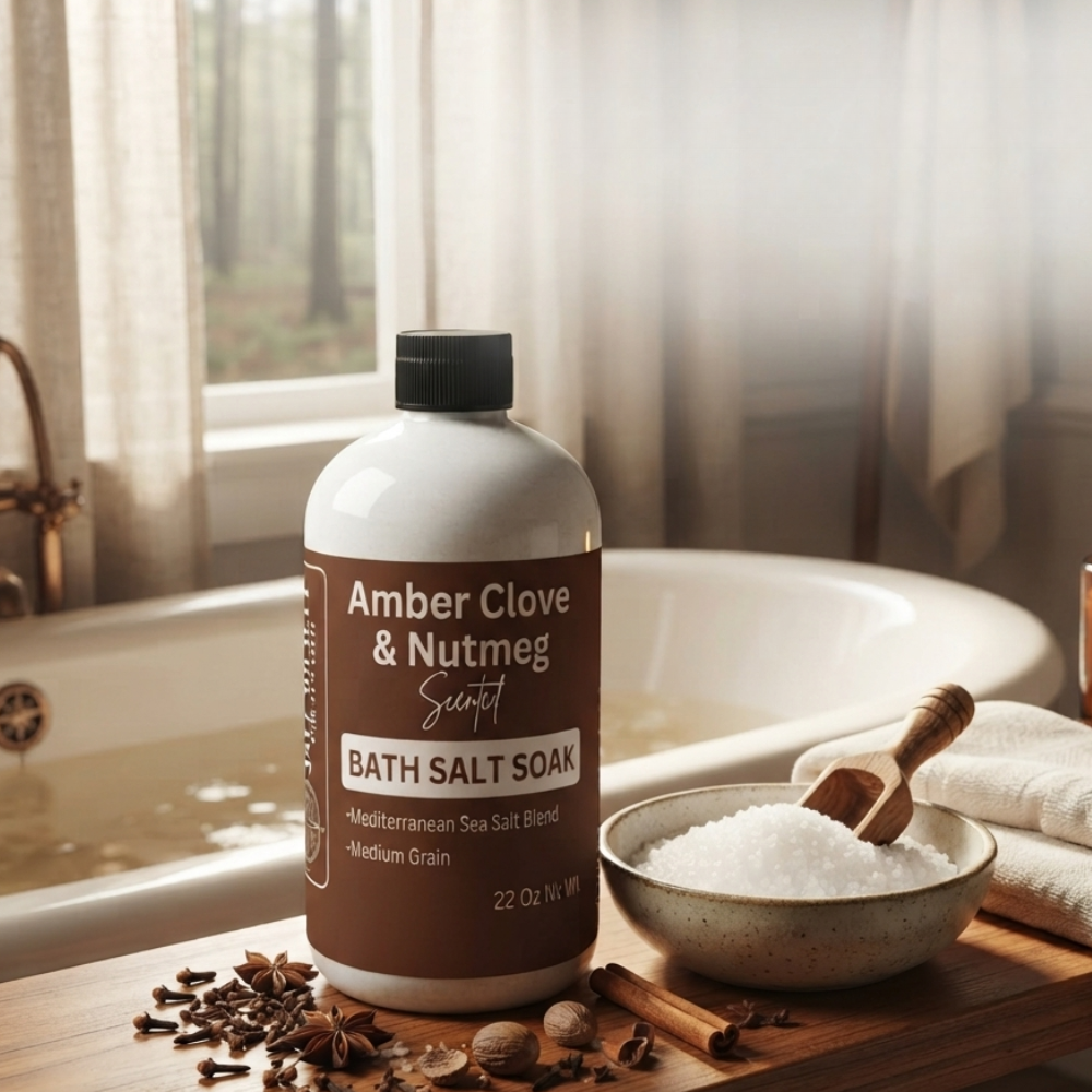 Amber Clove & Nutmeg Scented Mediterranean Sea Salt Bath Soak