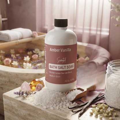Amber Vanilla Scented Mediterranean Sea Salt Bath Soak