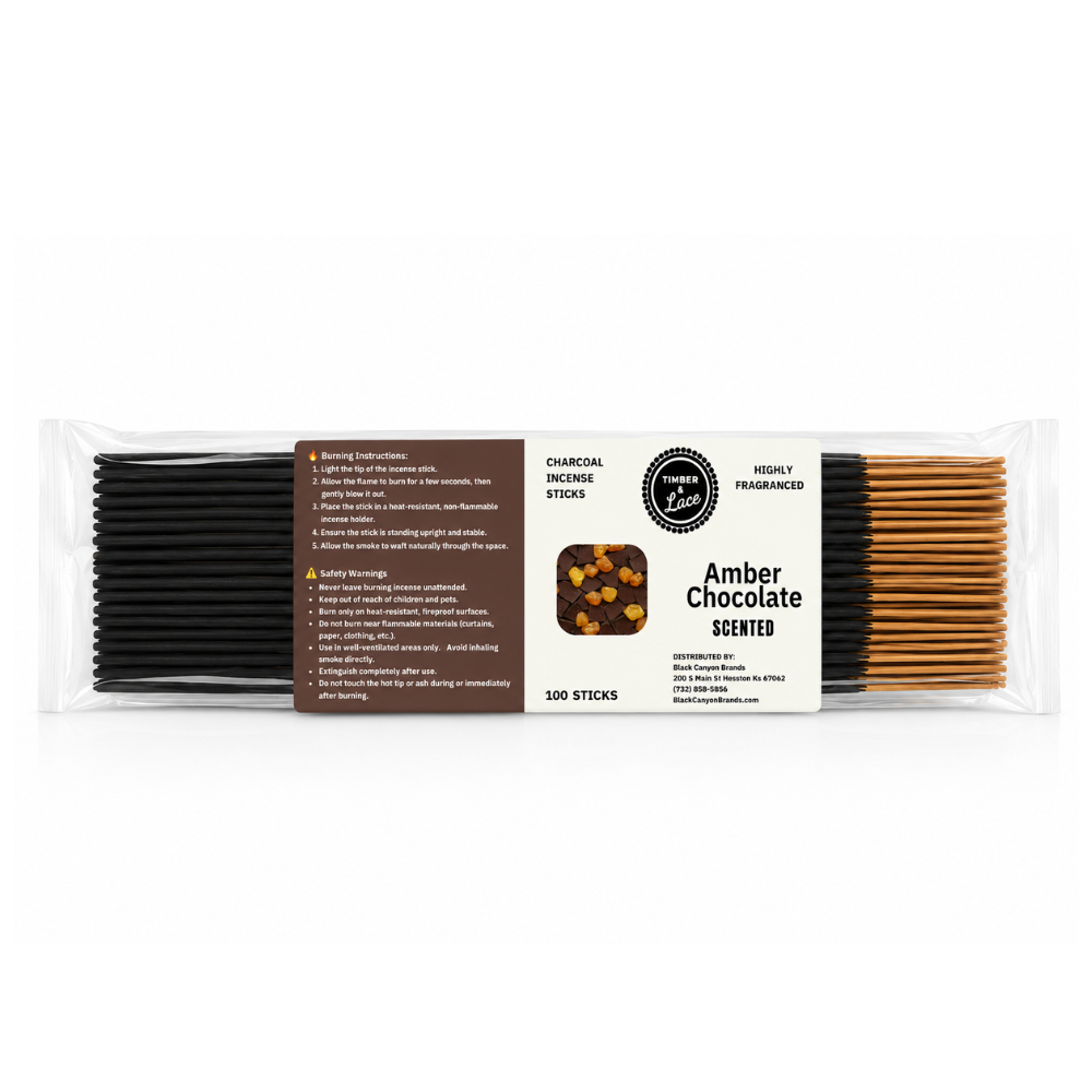 Amber Chocolate Scented Hand-Dipped Charcoal Incense Sticks